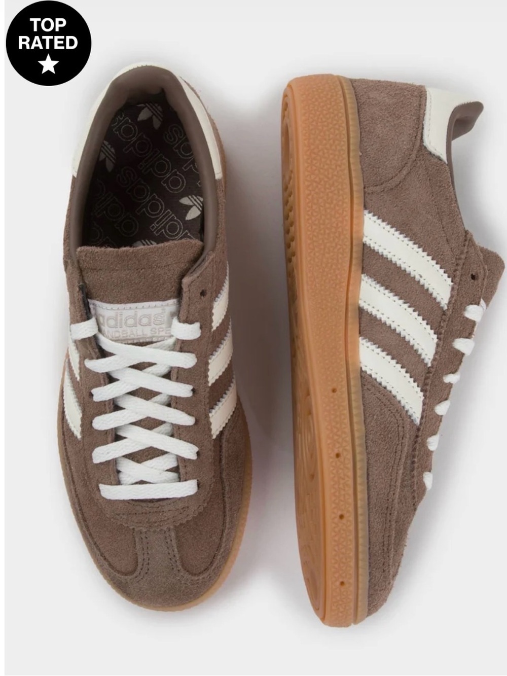 adidas handball Spezial Suede Sneaker in Brown and White with Gum Sole - Picture 4 of 5